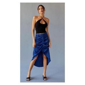 NWT Urban Outfitters Colette Drapey Midi Skirt in Blue  Size Medium